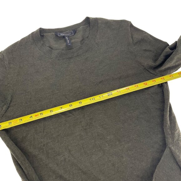 BCBGMaxAzria Olive Green Long-Sleeve Merino Wool Tie-Waist Sweater Dress M - Picture 6 of 9